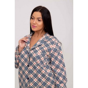 Пижама  женская       из кулирки   на пуговицах кофта с брюками   Белый, Черный  Полоска