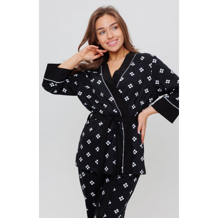 Костюм женский из кулирки кофта с брюками черный