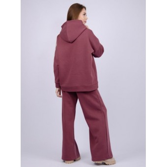 Костюм  женский       из футера    кофта с брюками   бордовый  однотонный
