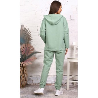 Костюм  женский       из футера    кофта с бриджами   зеленый