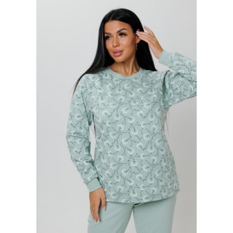 Костюм  женский       из футера    кофта с брюками   зеленый