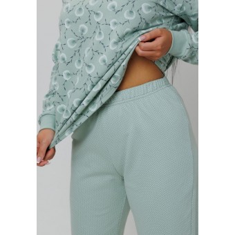 Костюм  женский       из футера    кофта с брюками   зеленый