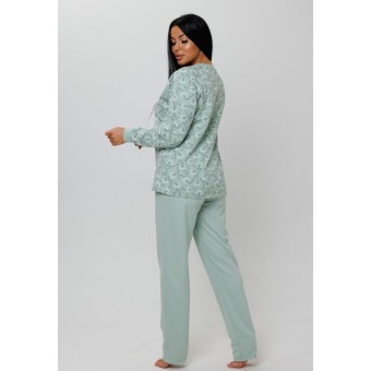Костюм  женский       из футера    кофта с брюками   зеленый