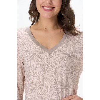 Пижама  женская       трикотажная    кофта с брюками   бежевая