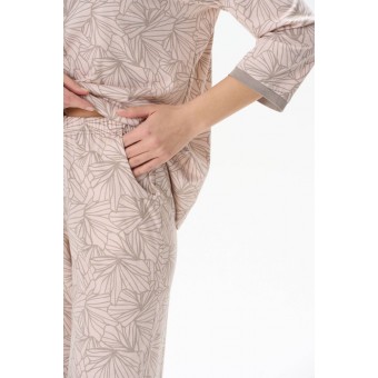 Пижама  женская       трикотажная    кофта с брюками   бежевая