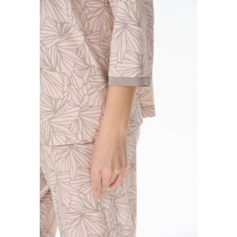 Пижама  женская       трикотажная    кофта с брюками   бежевая