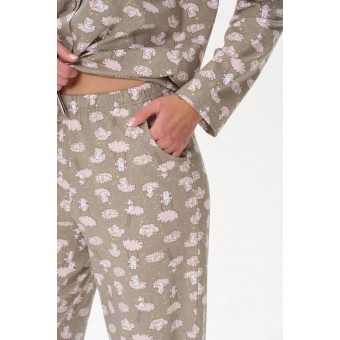 Пижама  женская       трикотажная   на пуговицах кофта с брюками   розовая     