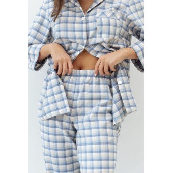 Пижама  женская       трикотажная   на пуговицах рубашка с брюками