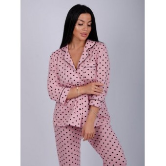 Пижама  женская       из кулирки    рубашка с брюками   розовая
