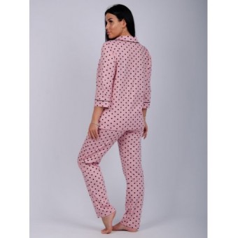 Пижама  женская       из кулирки    рубашка с брюками   розовая