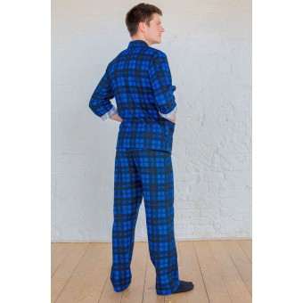 Комплект  мужской       из фланели   на пуговицах кофта с брюками   синий