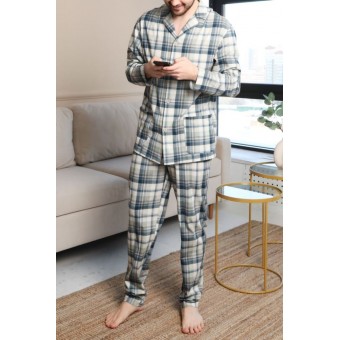 Пижама  мужская       трикотажная   на пуговицах рубашка с брюками