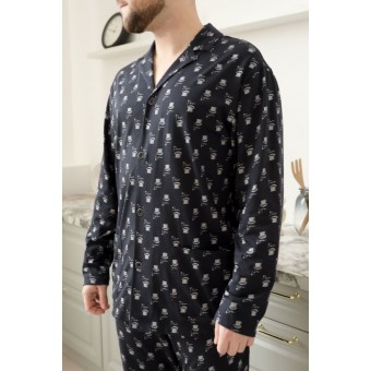 Пижама  мужская       трикотажная   на пуговицах рубашка с брюками