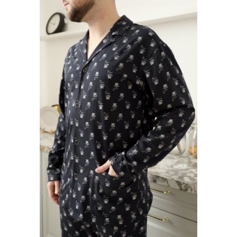 Пижама  мужская       трикотажная   на пуговицах рубашка с брюками