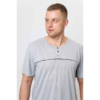 Костюм  мужской       из кулирки    футболка с брюками   серый  Клетка Kuzina