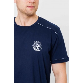 Костюм  мужской       из кулирки    футболка с шортами   синий  Надписи Kuzina