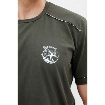 Костюм  мужской       из кулирки    футболка с шортами   зеленый  Надписи Kuzina