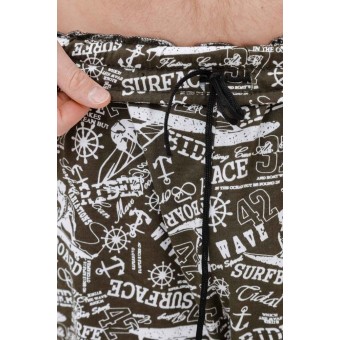 Костюм  мужской       из кулирки    футболка с шортами   зеленый  Надписи Kuzina