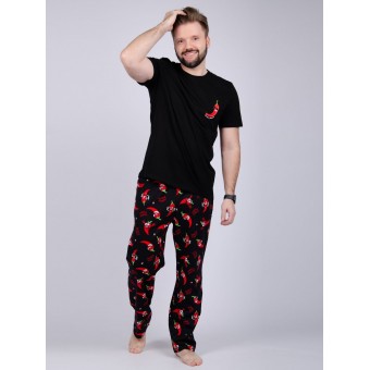 Костюм  мужской       из кулирки    футболка с брюками   Черный, Бордовый     