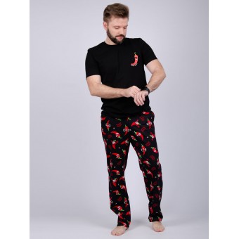 Костюм  мужской       из кулирки    футболка с брюками   Черный, Бордовый     