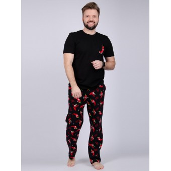 Костюм  мужской       из кулирки    футболка с брюками   Черный, Бордовый     