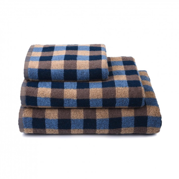 Полотенце для бани 70х130 махровое 360 г/м2 Бежевый, Синий Донецкая мануфактура Holmes New