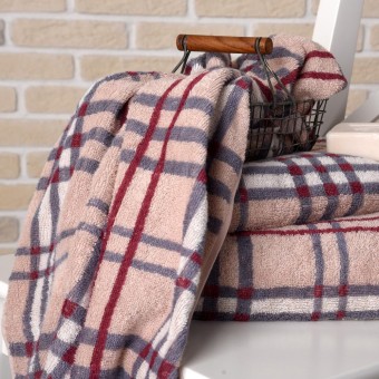 Полотенце     для бани 70х130   махровое  350 г/м2     Бежевый, Красный   Донецкая мануфактура Barbara New