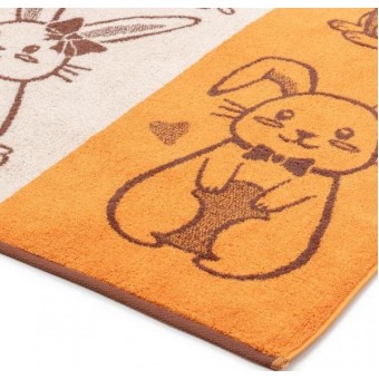 Полотенце  детское   для лица 50х70   махровое  460 г/м2     Оранжевый, Серый   Донецкая мануфактура Cute bunny