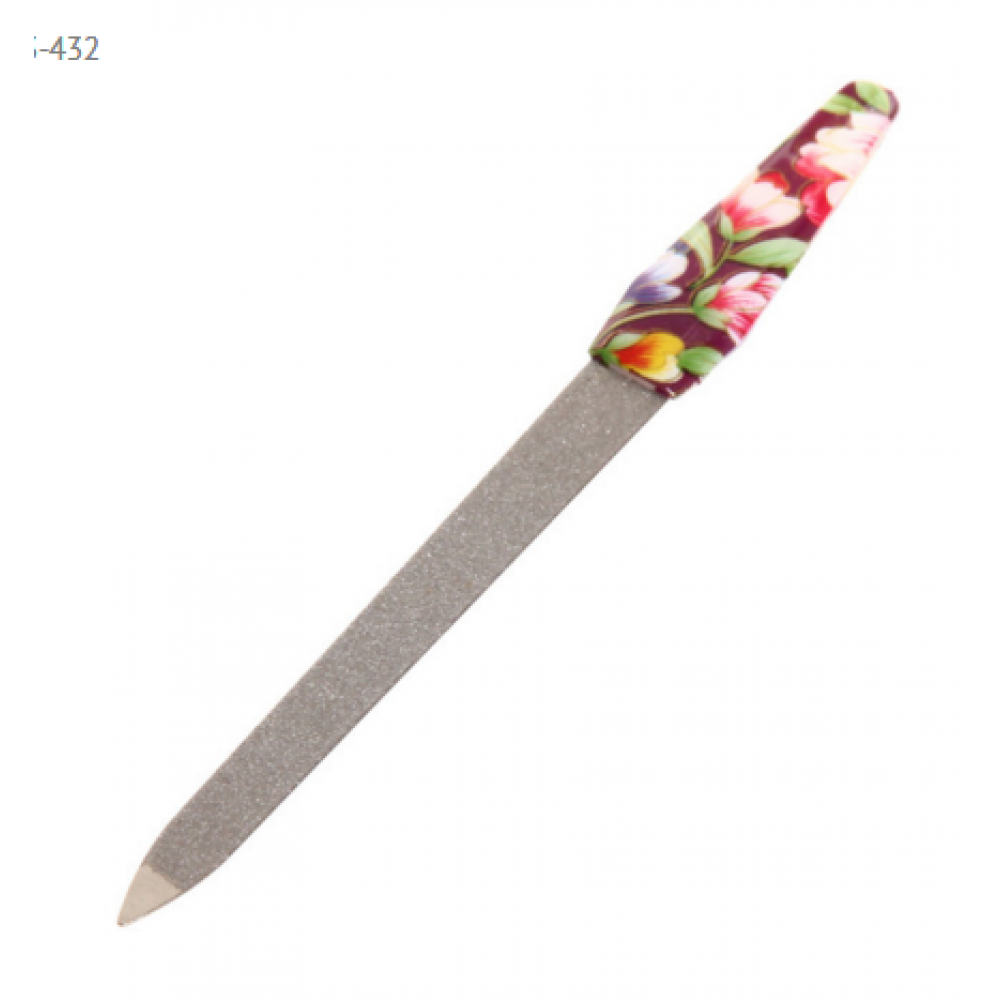РЦ 453-432 Пилка для ногтей металлическая Цветочный принт, цвет ручки микс, 14см (462737) в 