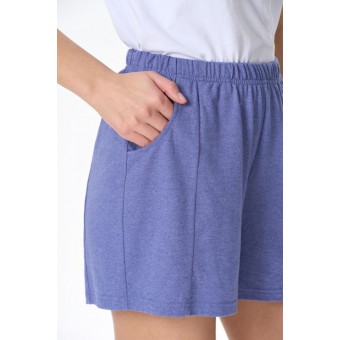 Шорты  женские       из кулирки       синие  однотонные