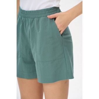 Шорты  женские       из вискозы       Темно-зеленый  однотонные