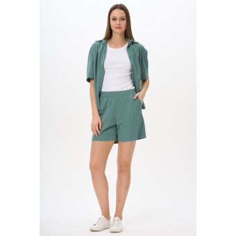 Шорты  женские       из вискозы       Темно-зеленый  однотонные