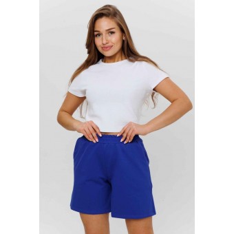 Шорты  женские       из футера       синие  однотонные Kuzina  