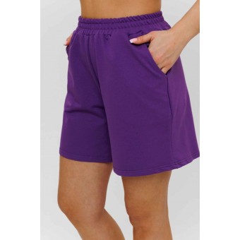 Шорты  женские       из футера       фиолетовые  однотонные Kuzina