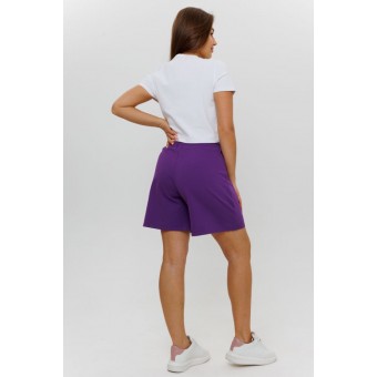 Шорты  женские       из футера       фиолетовые  однотонные Kuzina