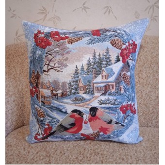 Наволочка 50*50 Снегири за окном