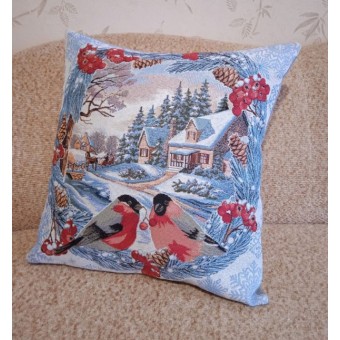 Наволочка 50*50 Снегири за окном