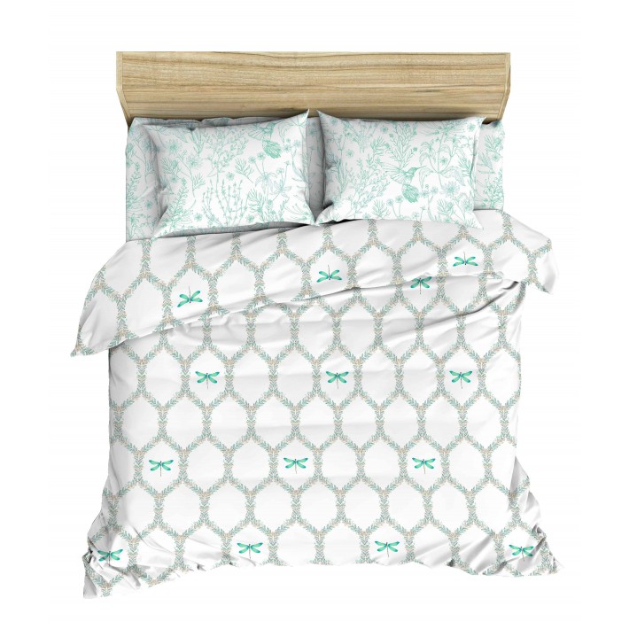 Комплект постельного белья семейный из поплина с наволочками 50х70 2 шт Веточки Василиса