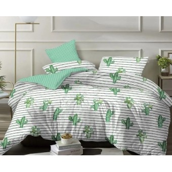 Комплект постельного белья        семейный из поплина        с наволочками 50х70 2 шт и с наволочками 70х70 2 шт Растения Luxor  