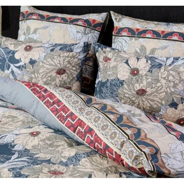 Комплект постельного белья семейный из поплина с наволочками 70х70 2 шт Цветы Ночь Нежна