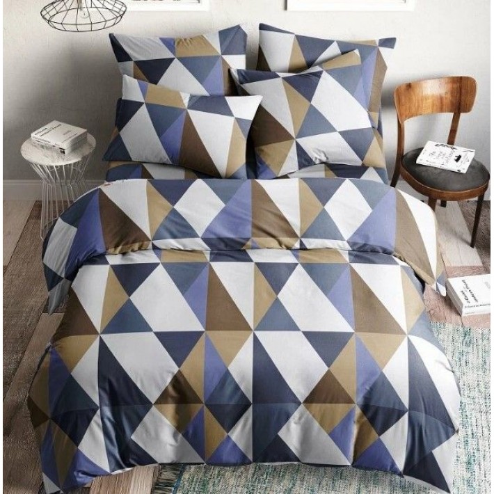 Комплект постельного белья семейный из поплина с наволочками 50х70 2 шт Геометрия Веселина