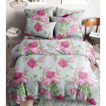 Комплект постельного белья         семейный из поплина        с наволочками 50х70 2 шт Цветы Веселина