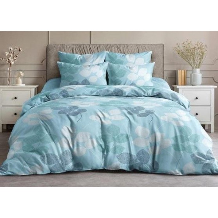 Комплект постельного белья семейный из поплина с наволочками 50х70 2 шт Растения Ночь Нежна