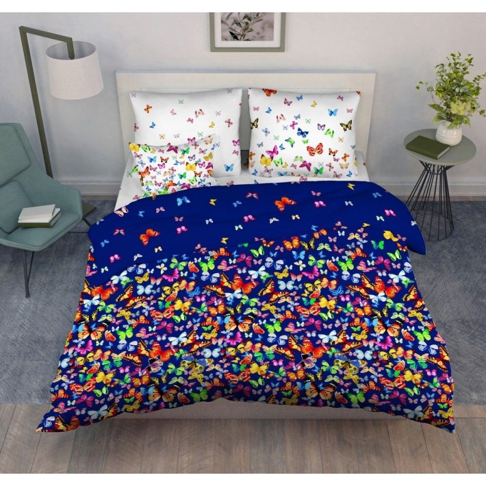 Комплект постельного белья семейный из бязи с наволочками 70х70 2 шт Бабочки Василиса