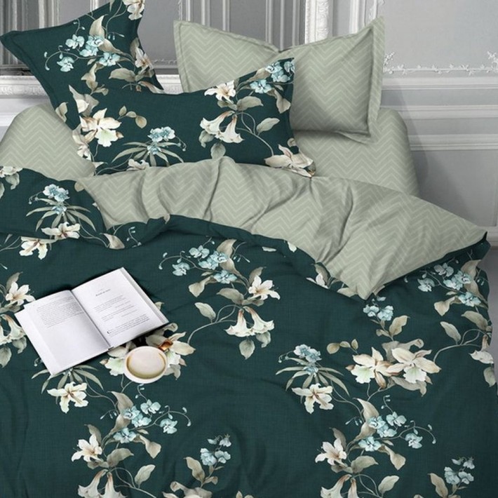 Комплект постельного белья семейный из сатина с наволочками 70х70 2 шт Цветы Luxor