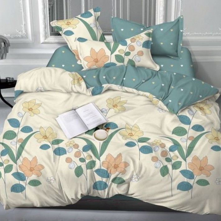 Комплект постельного белья семейный из сатина с наволочками 70х70 2 шт Цветы Luxor