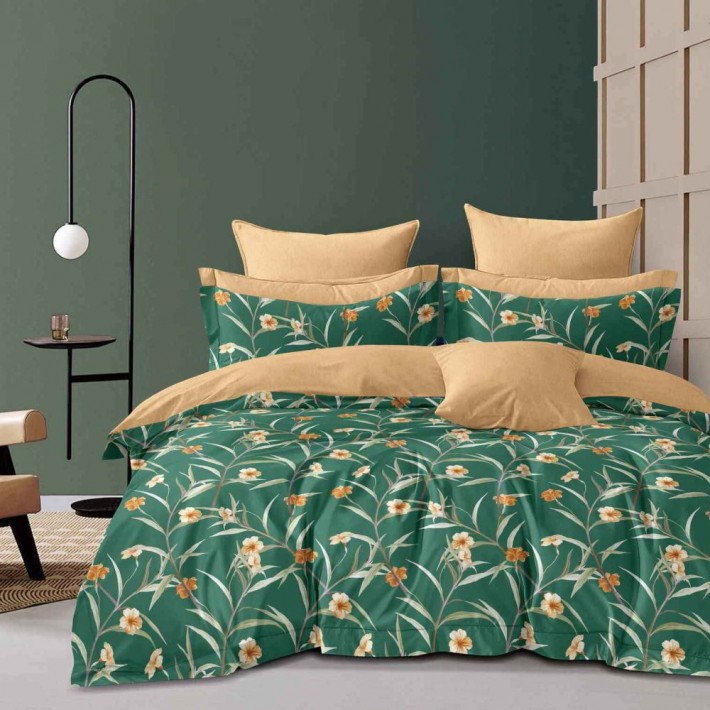 Комплект постельного белья семейный из сатина с наволочками 70х70 2 шт Цветы Luxor