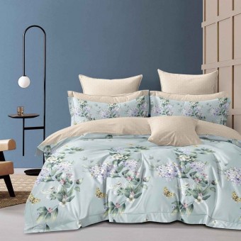 Комплект постельного белья         семейный из сатина        с наволочками 70х70 2 шт Растения Luxor  