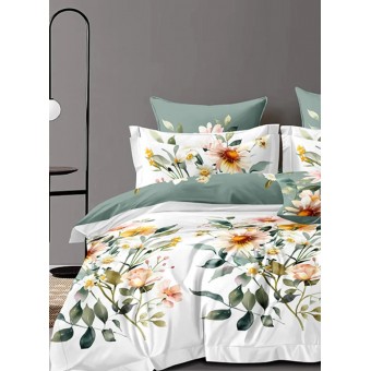 Комплект постельного белья        семейный из сатина        с наволочками 70х70 2 шт Цветы Luxor  