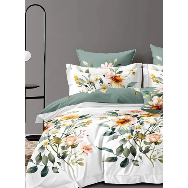 Комплект постельного белья семейный из сатина с наволочками 70х70 2 шт Цветы Luxor
